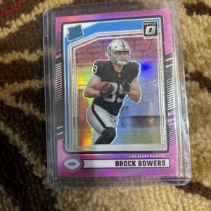 2024 Panini Donruss- Rated Rookie Brock Bowers #394 Optic Preview Pink Prizm(RC)